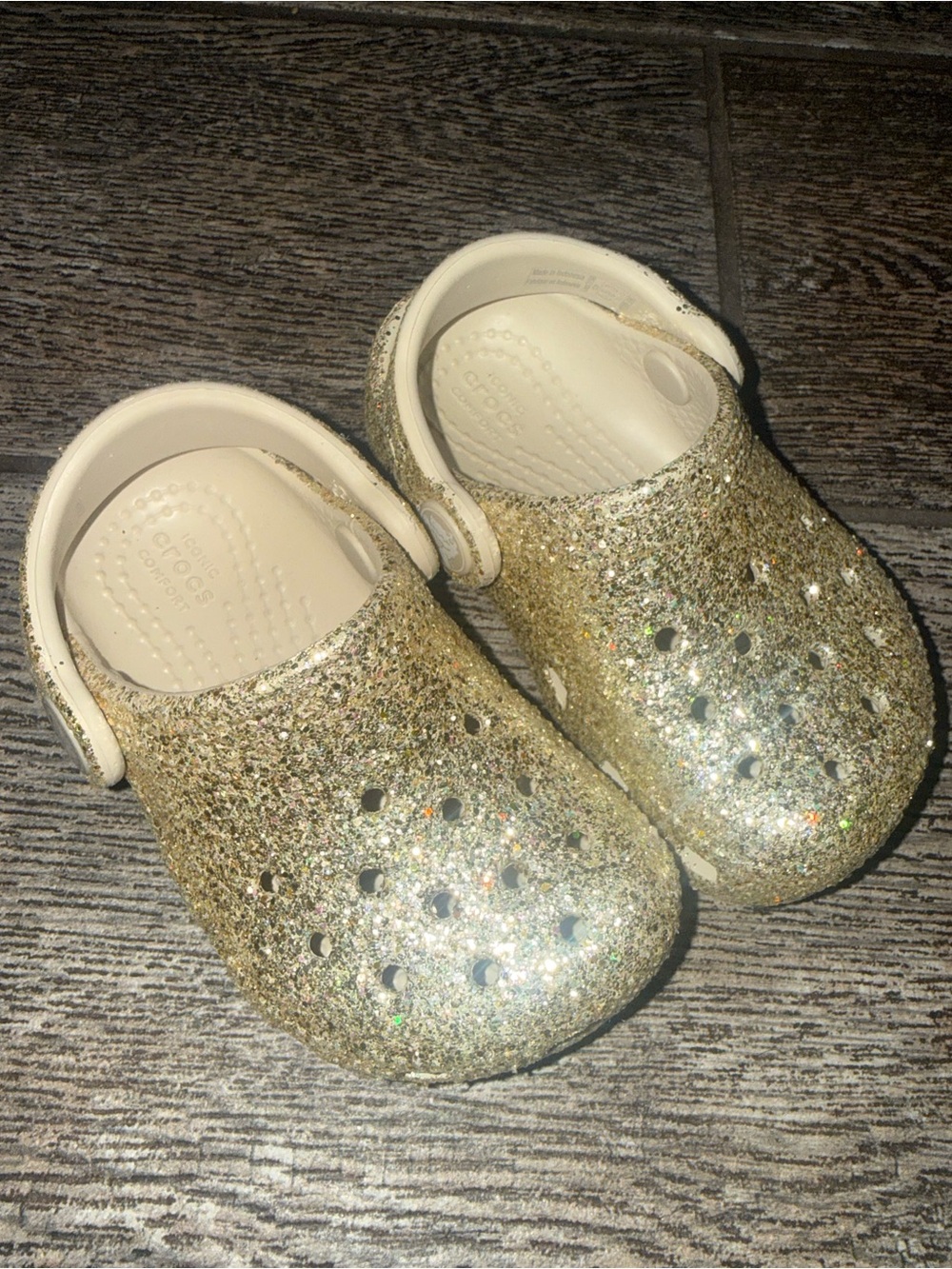 Gold glitter Toddler/ walker CROCS
